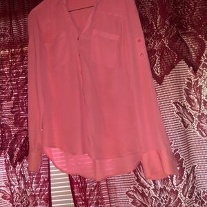 Express Pink Button Down Shirt with Notched Collar